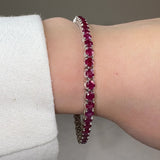 Round Cut Red Ruby Stone 4 Claw 18K White Gold Tennis Bracelet HB178