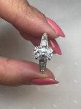 "Vesky" Cushion Cut 1.50 Carat Diamond Shoulder Platinum Engagement Ring DSCC05