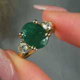 "Vexael" Green 2.9 Carat Oval Cut Trilogy Natural Diamond Engagement Ring HM1480