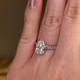 "Rayen" Pear Cut Diamond Grain Set Diamond Engagement Ring DSPS05
