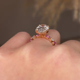 "Capri" 5 Carat Oval Cut Pink Lab Grown Diamond Shoulders Rose Gold Engagement Ring