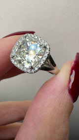 "Serene" Round Cut 5 Carat Cushion Cut Halo Platinum Engagement Ring HACC03