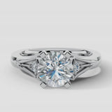 "Kayle" Round Cut 1.5 Carat Trilogy Platinum Engagement Ring 3SRB04
