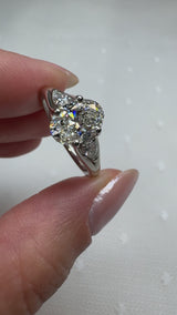 "Gevora" Oval Cut 1.3 Carat Trilogy Platinum Engagement Ring