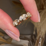 "Nahla" 1 Carat Pear Cut Diamond 18K Yellow Gold Foliage Half Eternity Ring