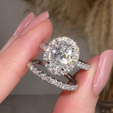 "Veronica" 1.75 Carat Oval Cut Diamond Matching Bridal Set Engagement Ring