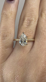 "Benji" Pear Cut 3 Carat Yellow Gold Solitaire Engagement Ring