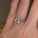 "June" Round Brilliant Cut Diamond Hidden Under Halo Micro Set Diamond Band Engagement Ring UHRB03