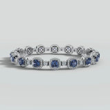 Cushion Shape 12 Carat Sapphire Featuring Diamond Halo Bracelet BRHACCS