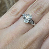 "Gevora" Oval Cut 1.3 Carat Trilogy Platinum Engagement Ring