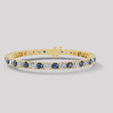 Round Brilliant Diamond and Sapphire 4 Claw Bracelet BRDS45345