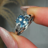 "Zarethyn" Blue Sapphire 0.11 Carat Elongated Cushion Cut Trilogy Lab Grown Diamond Engagement Ring HM1254