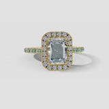 "Delanda" Halo Radiant Cut 4 Carat Diamond Shoulder Engagement Ring