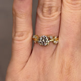 "Penelope" Rose Floral Under Halo Hidden 1.25 Carat Round Brilliant Cut Diamond Yellow Gold Engagement Ring