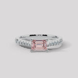"Zilia" 1.01 Carat Pink Lab Grown Emerald Cut Diamond Shoulder Engagement Ring