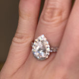 "Arlet" Halo Pear Cut Diamond Shoulder Engagement Ring HAPS06