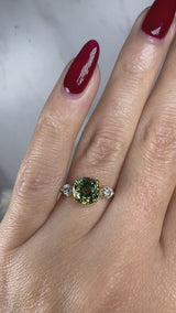 "Grinch" Three Stone Round Cut Diamond Trilogy Engagement Ring