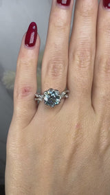 "Issabelle" Blue Round Cut and Marquise Diamond Shoulder Engagement Ring