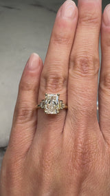 "Lunar" Radiant Cut 3 carat Diamond Shoulder 18kt Yellow Gold Engagement Ring