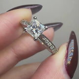 "Kristine" Princess Cut 1.5 Carat Diamond Shoulder Engagement Ring