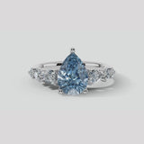 "Alena" White Gold Natural 0.40 Carat Teal Sapphire Engagement Ring