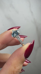 "Kade" Oval Cut Aquamarine Diamond Shoulder Engagement Ring DSOC14