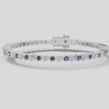 Round Brilliant Diamond and Sapphire 3 Claw Bracelet BRT2DS