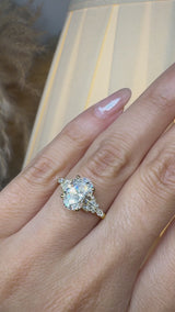 "Tiana" Oval Cut 2 Carat Diamond Shoulder 18K Yellow Gold Engagement  DSOC08