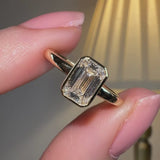 "Gracey" Solitaire Emerald Cut Bezel Diamond Engagement Ring