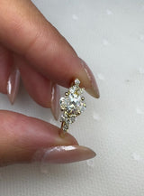 "Fiona" Oval Cut 0.70 Diamond Shoulder 18K Yellow Gold Engagement Ring