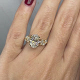 "Daisy" 2 Carat Oval Cut Under Halo with Diamond Shoulder Engagement Ring
