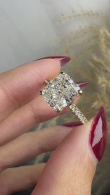 "Tensey" Elongated Cushion Cut Diamond Shoulder Engagement Ring