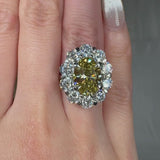 "Orvexion" Green 4.02 Carat Oval Cut Lab Grown Diamond Engagement Ring HLM511