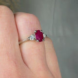 "Zeyra" Ruby 1.02 Carat Oval Cut Trilogy Natural Diamond Engagement Ring HR1311