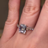 "Delia" Emerald Cut Diamond Grain Set Diamond Band Engagement Ring DSEC04