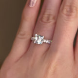 "Amina" Cushion Cut Diamond Scallop Set Diamond Band Engagement Ring DSCC02