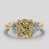 "Lion" Oval Cut 5.5 Carat Lab Grown Trilogy Yellow Gold Engagement Ring