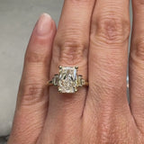 "Lunar" Radiant Cut 3 carat Diamond Shoulder 18kt Yellow Gold Engagement Ring