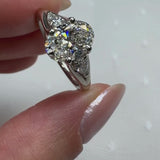 "Gevora" Oval Cut 1.3 Carat Trilogy Platinum Engagement Ring