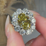 "Orvexion" Green 4.02 Carat Oval Cut Lab Grown Diamond Engagement Ring HLM511