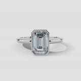 "Gracey" Solitaire Emerald Cut Bezel Diamond Engagement Ring