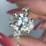"Dazzy" Three Stone 4 Carat Oval and Pear Trilogy Diamond Engagement Ring