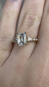 "Elaska" Emerald Cut 4 Carat Yellow Gold Diamond Shoulder Engagement Ring