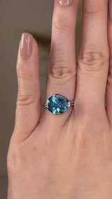 "Moana" Blue Topaz Oval Cut Solitaire Platinum Ring