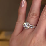 "Nova" Halo Round Brilliant Cut Diamond Double Row Split Diamond Shoulder Engagement Ring HARB10