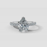 "Starry" 5 Carat Pear Shape Diamond Shoulder Engagement Ring