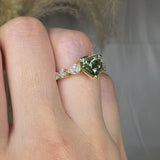 "Zirevon" Green 2 Carat Heart Cut Lab Grown Diamond Shoulder Engagement Ring HLM515