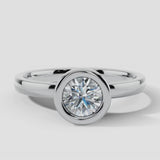 "Oliana" Round Cut 2 Carat Solitaire in Bezel Platinum Engagement Ring SSRB21