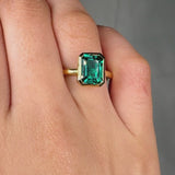 "Zirexen" Green 3 Carat Emerald Cut Lab Grown Diamond Engagement Ring HLR526