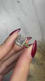 "Delanda" Halo Radiant Cut 4 Carat Diamond Shoulder Engagement Ring